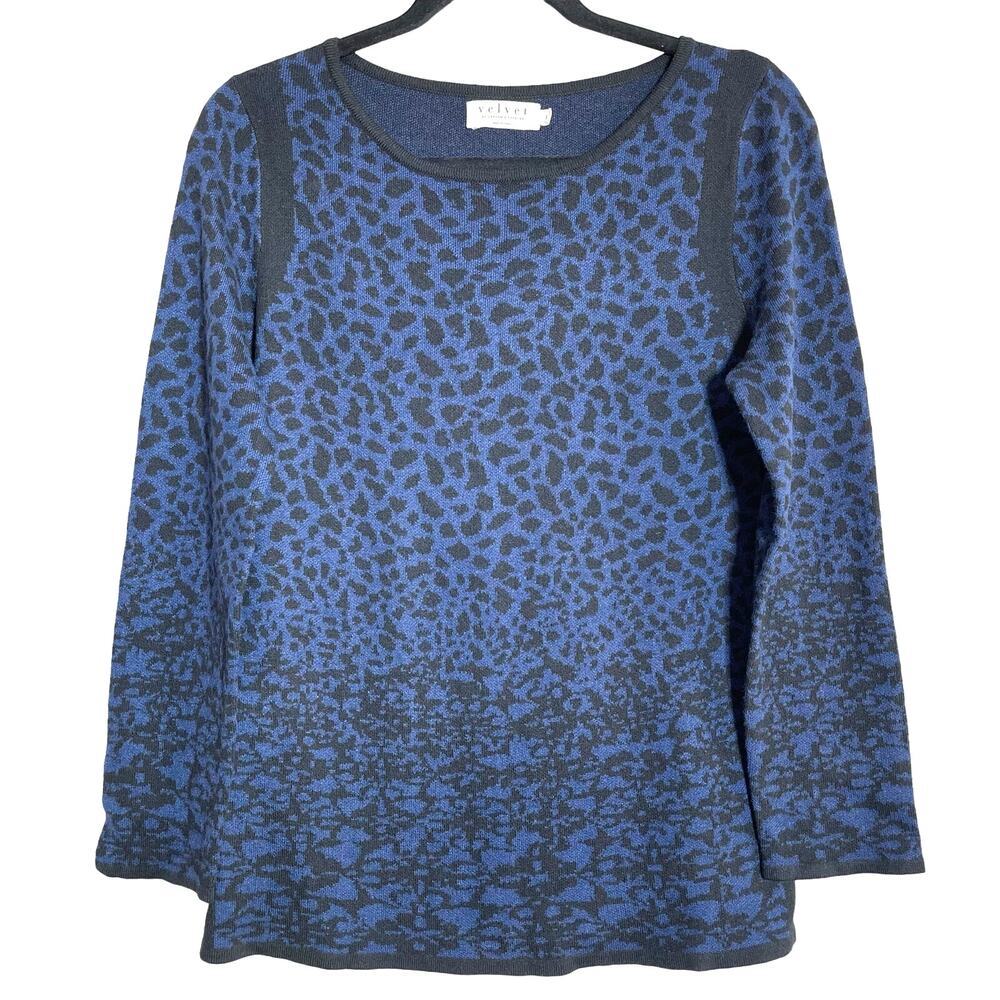 Velvet By Graham & Spencer Cashmere Blend Animal Print Sweater Women's Sz Large
